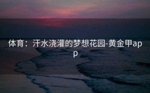体育：汗水浇灌的梦想花园-黄金甲app