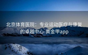北京体育医院：专业运动医疗与康复的卓越中心-黄金甲app
