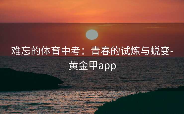 难忘的体育中考：青春的试炼与蜕变-黄金甲app
