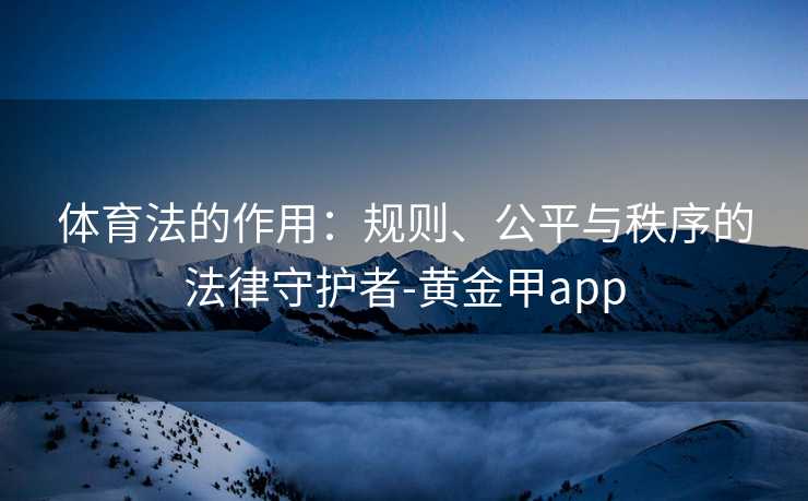 体育法的作用：规则、公平与秩序的法律守护者-黄金甲app