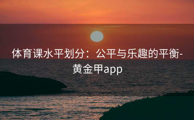 体育课水平划分：公平与乐趣的平衡-黄金甲app