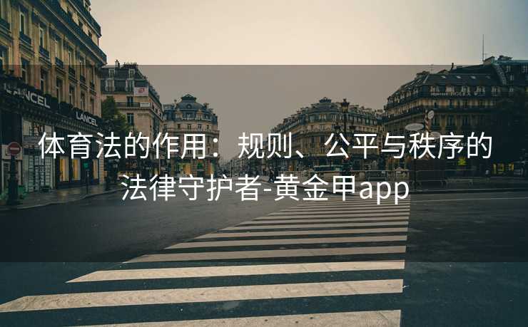 体育法的作用：规则、公平与秩序的法律守护者-黄金甲app