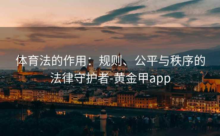 体育法的作用：规则、公平与秩序的法律守护者-黄金甲app