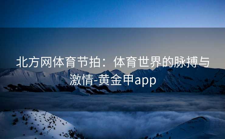 北方网体育节拍：体育世界的脉搏与激情-黄金甲app