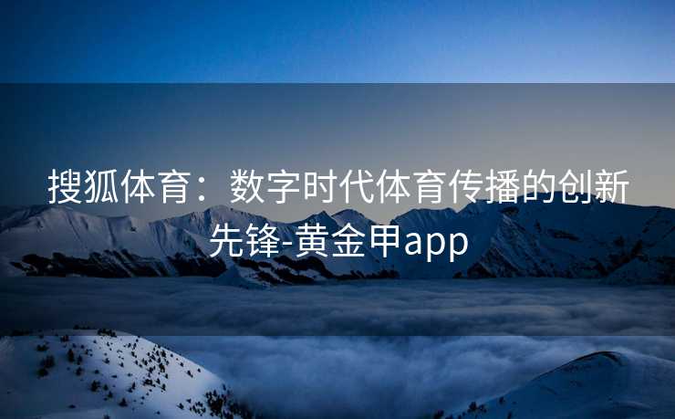 搜狐体育：数字时代体育传播的创新先锋-黄金甲app