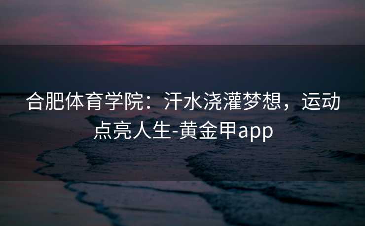 合肥体育学院：汗水浇灌梦想，运动点亮人生-黄金甲app