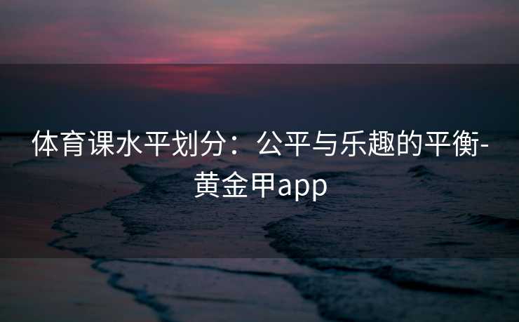 体育课水平划分：公平与乐趣的平衡-黄金甲app
