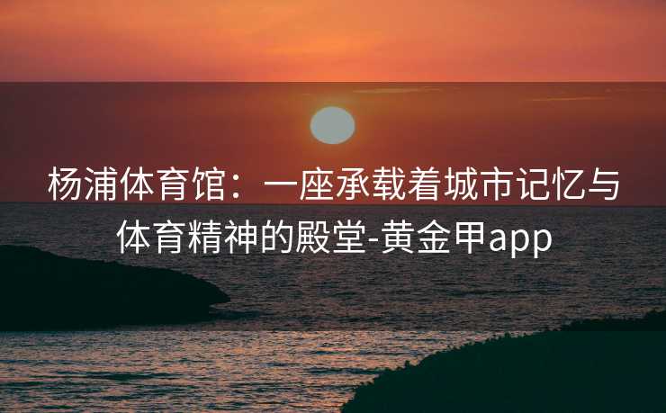 杨浦体育馆：一座承载着城市记忆与体育精神的殿堂-黄金甲app