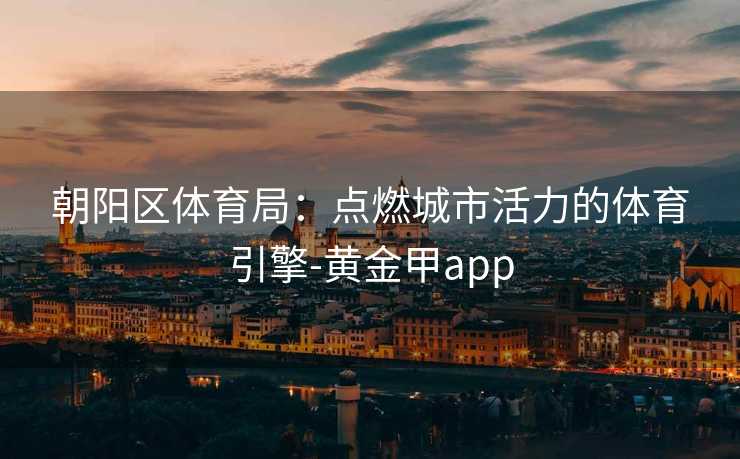 朝阳区体育局：点燃城市活力的体育引擎-黄金甲app