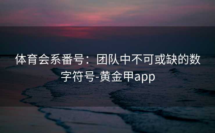 体育会系番号：团队中不可或缺的数字符号-黄金甲app