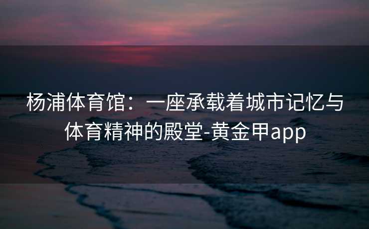 杨浦体育馆：一座承载着城市记忆与体育精神的殿堂-黄金甲app