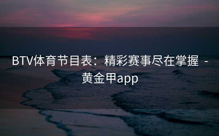 BTV体育节目表：精彩赛事尽在掌握  -黄金甲app