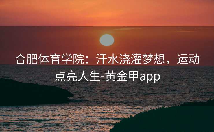 合肥体育学院：汗水浇灌梦想，运动点亮人生-黄金甲app