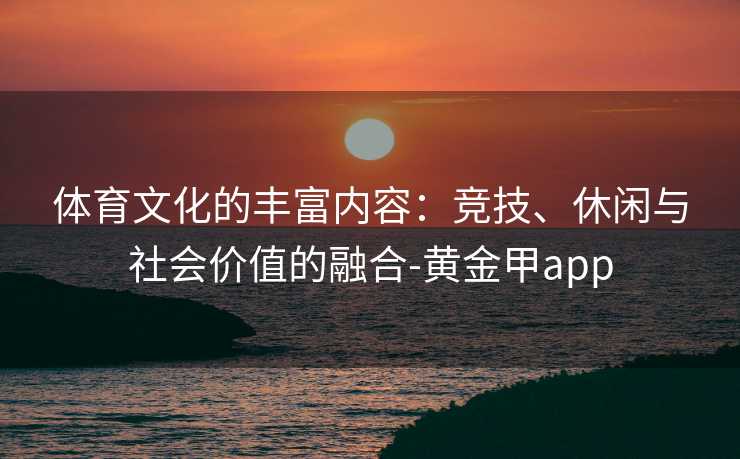 体育文化的丰富内容：竞技、休闲与社会价值的融合-黄金甲app