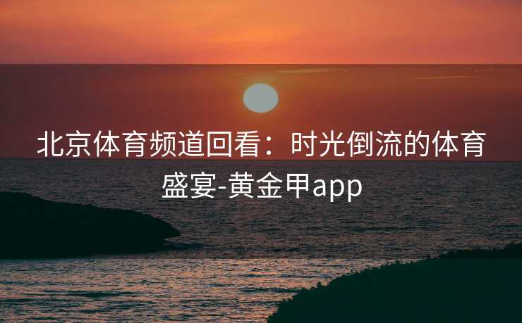 北京体育频道回看：时光倒流的体育盛宴-黄金甲app