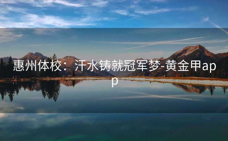 惠州体校：汗水铸就冠军梦-黄金甲app