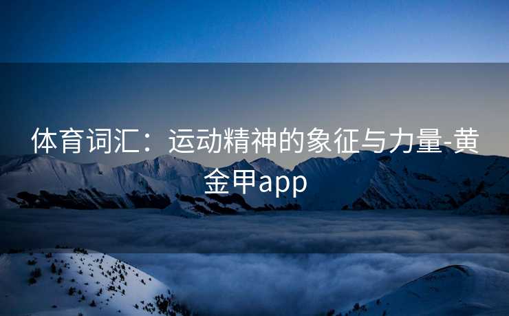 体育词汇：运动精神的象征与力量-黄金甲app