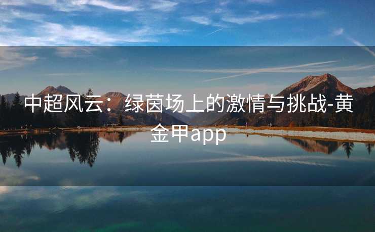 中超风云：绿茵场上的激情与挑战-黄金甲app