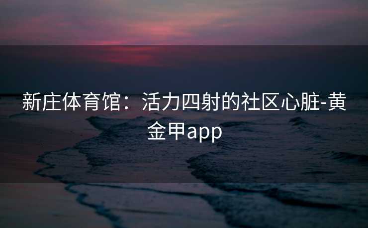 新庄体育馆:活力四射的社区心脏-黄金甲app 新庄体育馆:活力四射的社区心脏-黄金甲app