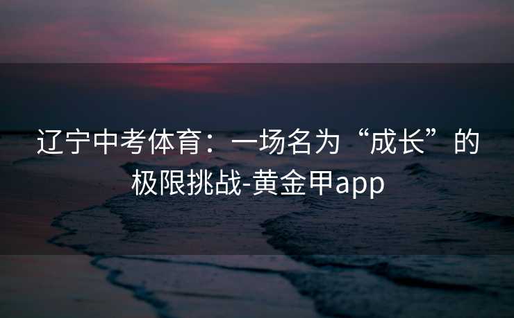 辽宁中考体育：一场名为“成长”的极限挑战-黄金甲app