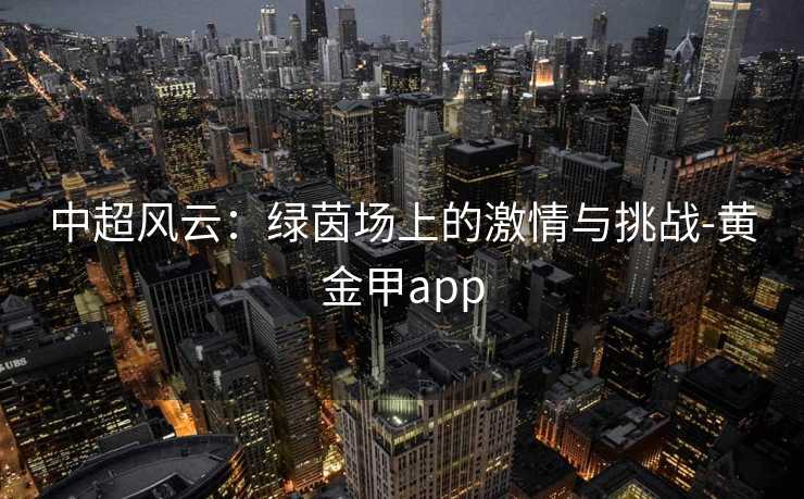 中超风云：绿茵场上的激情与挑战-黄金甲app