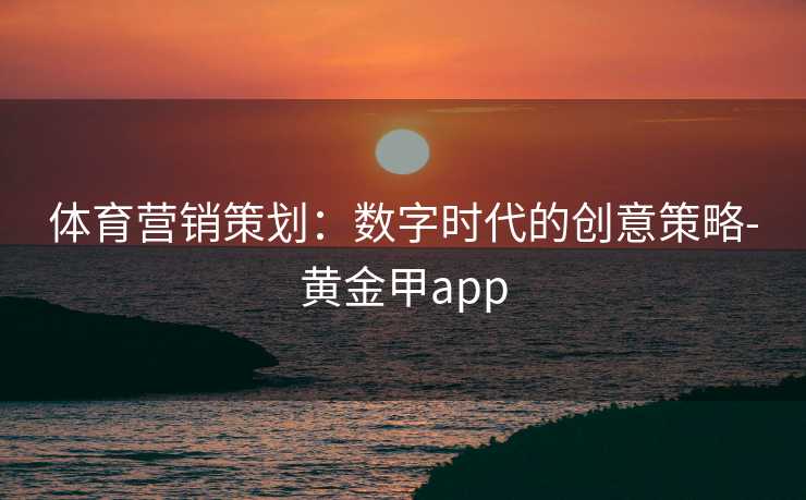 体育营销策划：数字时代的创意策略-黄金甲app